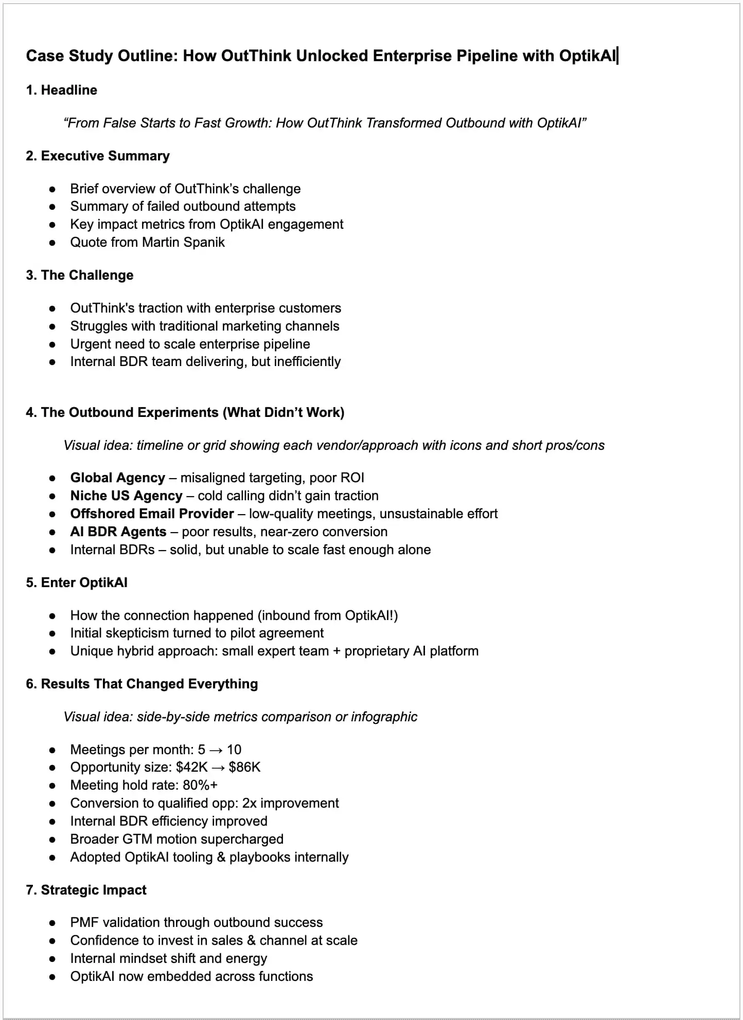 OptikAI Case Study from a call transcript - Before